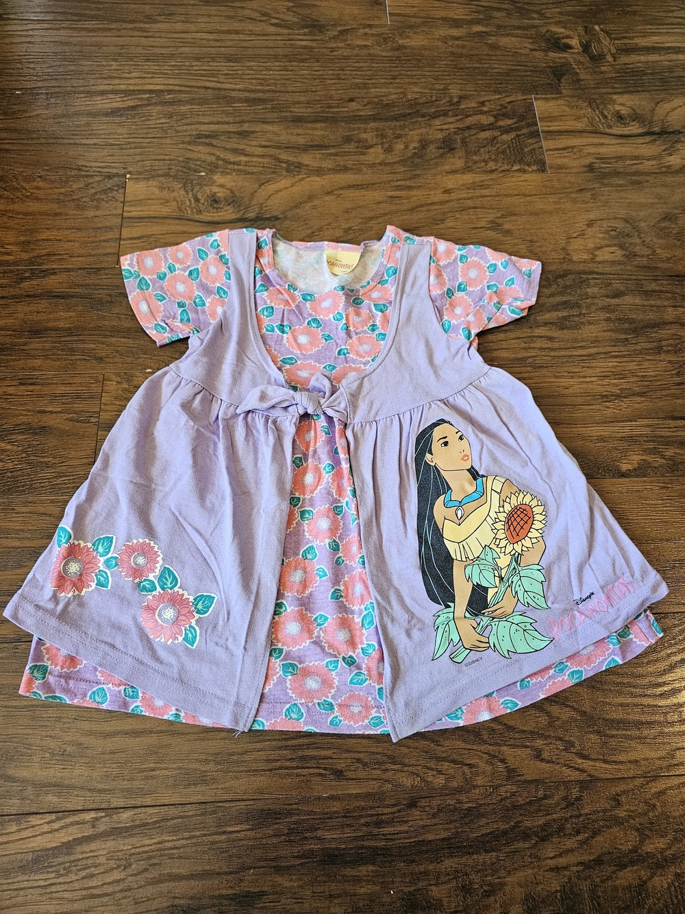 Vintage 90s Disney by Cutler's Pocahontas Dress Floral Faux Vest Toddler 3T / 4